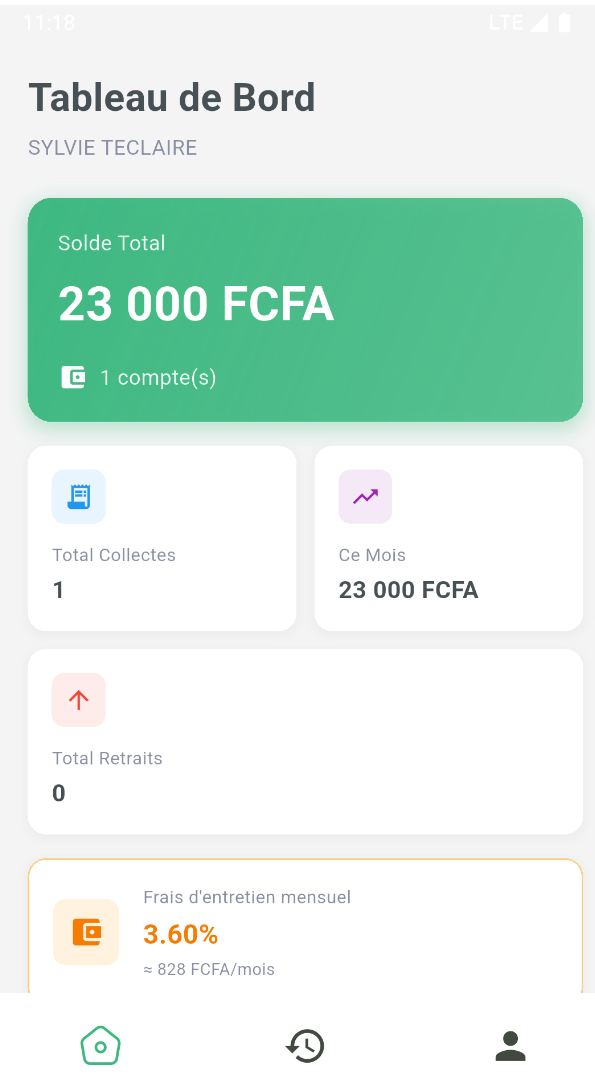 Tableau de bord client (commerçant)
